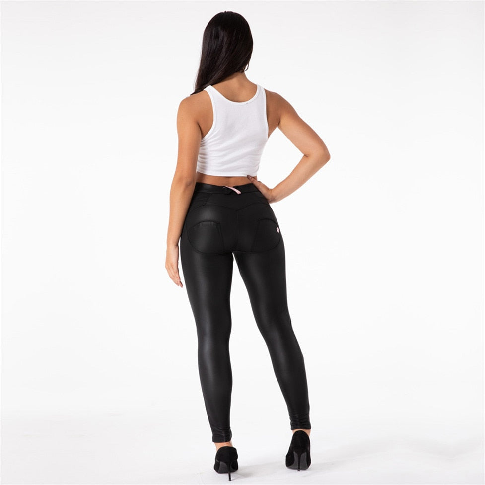 Melody Black Pleather Pants Womens Heat Fleece Lined Leggings Pu Skinny Push Up Trousers The Clothing Company Sydney