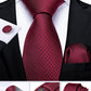 Designer Wedding Men's Tie Red  Solid Striped Paisley Neckties For Men Business Hanky Cufflinks Tie Set The Clothing Company Sydney