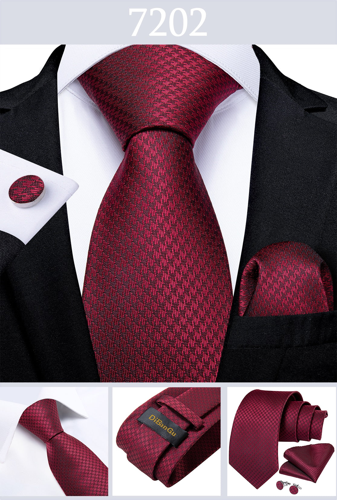 Designer Wedding Men's Tie Red  Solid Striped Paisley Neckties For Men Business Hanky Cufflinks Tie Set The Clothing Company Sydney