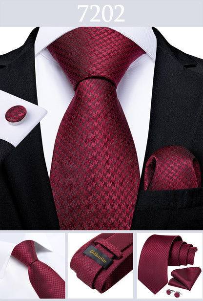 Designer Wedding Men's Tie Red  Solid Striped Paisley Neckties For Men Business Hanky Cufflinks Tie Set The Clothing Company Sydney