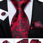 Designer Wedding Men's Tie Red  Solid Striped Paisley Neckties For Men Business Hanky Cufflinks Tie Set The Clothing Company Sydney