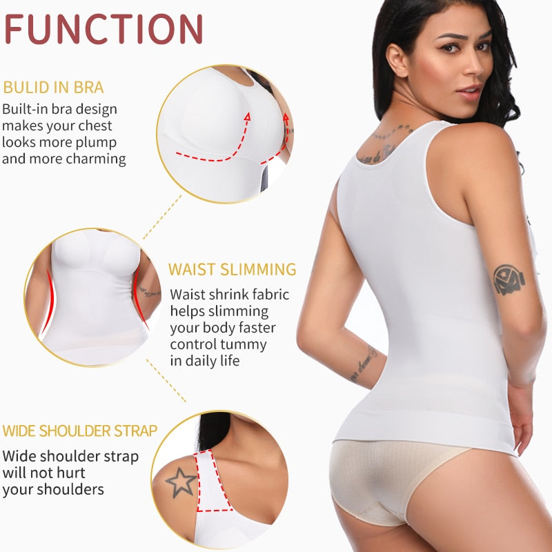 Padded Shaperwear Compression Camisole Body Shaper Woman Tummy Control Tank Tops Shapers Waist Trainer Corset Slim Vest The Clothing Company Sydney