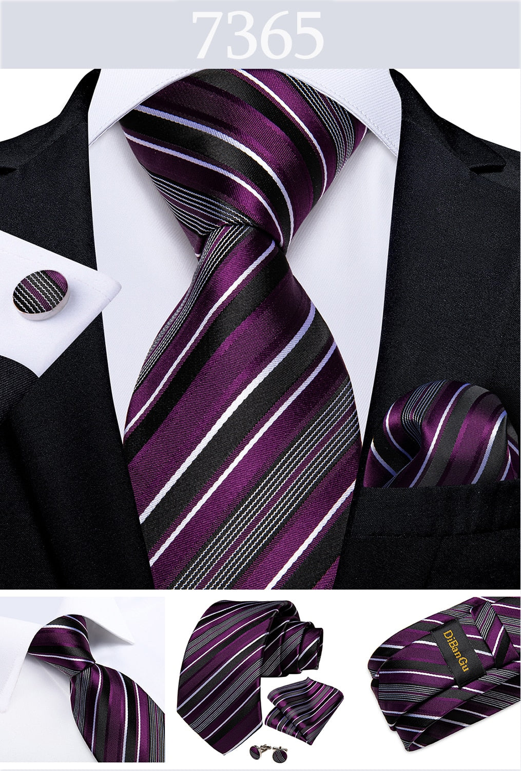 3 Piece Designer Men's Wedding Tie Gold Black Striped Silk Neck Ties For Men Hanky Cufflinks Set Business Party Wear The Clothing Company Sydney