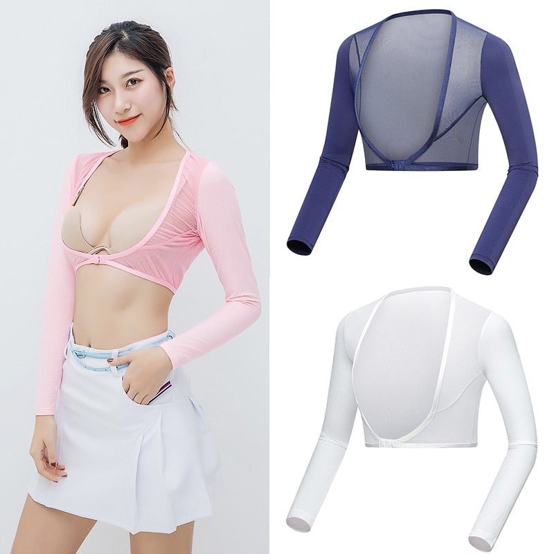 Women's Golf Cooling Shawl Summer Sun Protection Arm Sleeves Ladies Long-Sleeved Ice Silk Shirt Vests Arm Sleeve Underwear The Clothing Company Sydney