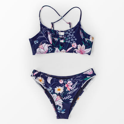 Cut out Low-waist Bikini Sets Swimwear Swimsuits Bathing Suit Navy Floral Tank Bikinis Beachwear The Clothing Company Sydney