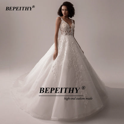 V Neck Sleeveless Wedding Dresses A Line Ivory Lace Romantic Bride Boho Bridal Gown The Clothing Company Sydney