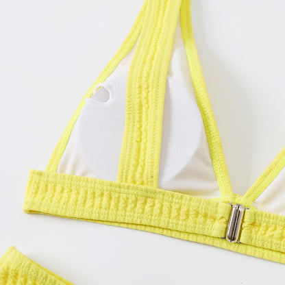 2 Piece Ribbed Bikini Women Swimsuit High Waist Swimwear V-neck Biquini Push Up Bathing Suit Women Black Bikini Set The Clothing Company Sydney