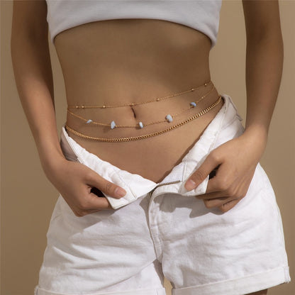 Cosysail 2Pcs/Set Simple Bead Waist Chain Punk Natural stone Thick Chain Belly Chain Beach Summer Holiday Gift The Clothing Company Sydney