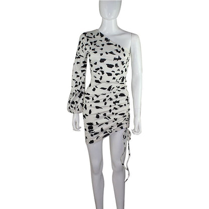 Casual One Shoulder Print Dress Women Elegant Backless Bandage Dress Female Streetwear Boho Mini Dresses The Clothing Company Sydney