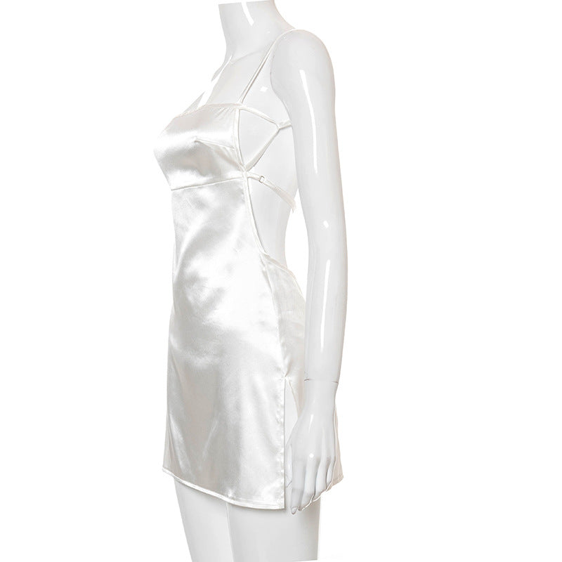 Summer Backless Strap Dress White Short Robe Beach Party Vacation Casual Fairy Sundress Mini Dress The Clothing Company Sydney