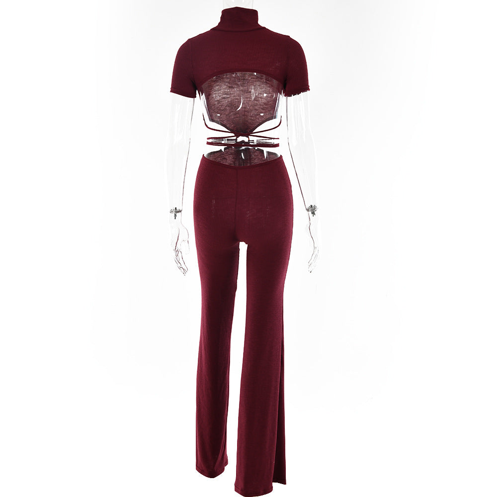 Cotton Backless Cutout Bandage Jumpsuits Flare Pants Rompers Club Party One Piece Outfits Overalls The Clothing Company Sydney