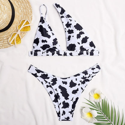 2 Piece Leopard Bikini Swimsuit One Shoulder Swimwear Micro Thong Bathing Suit Women Push Up Beachwear The Clothing Company Sydney