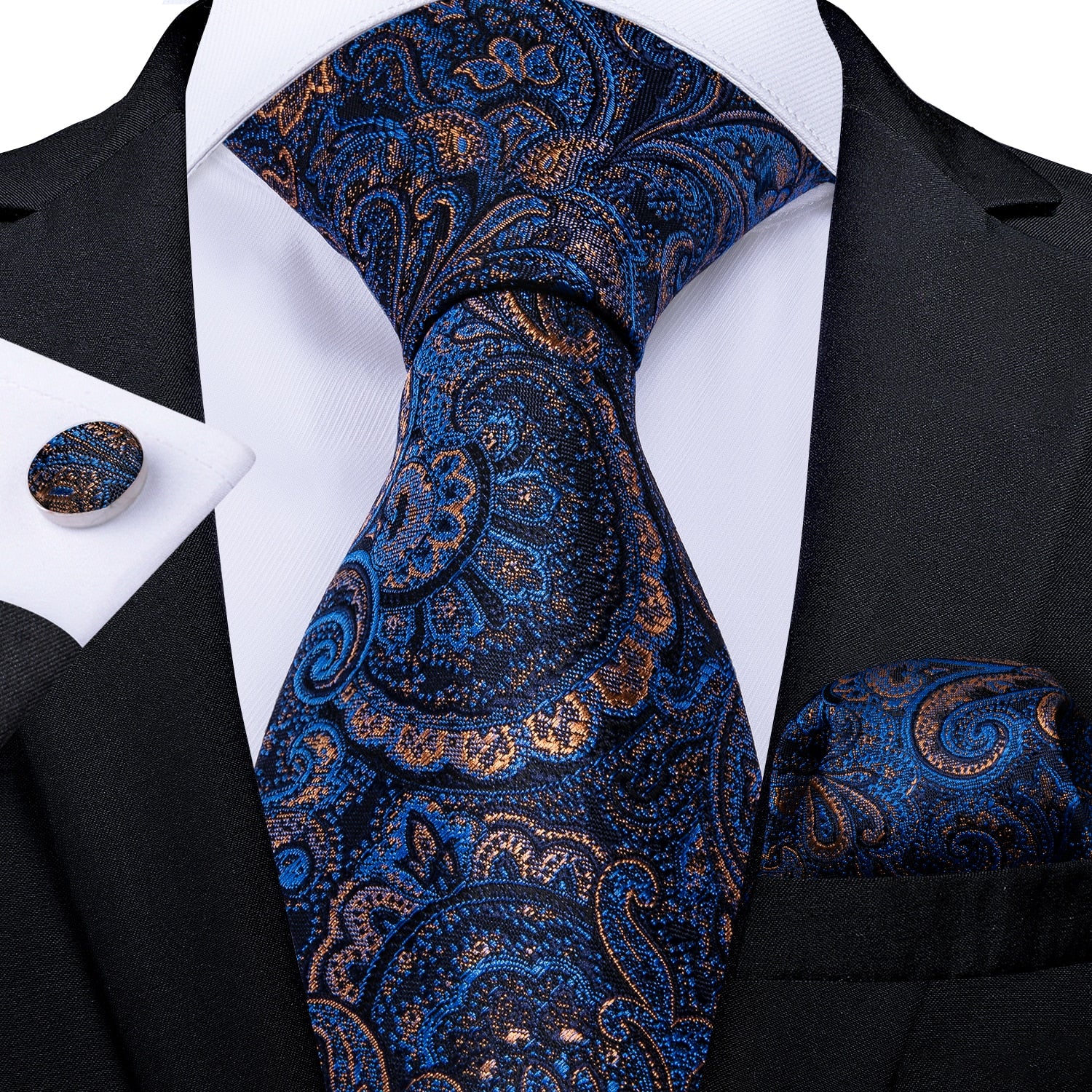 3 Piece Classic 100% Silk Men's Ties 8cm Blue Plaid Dot Striped Business Necktie Handkerchief Wedding Party Tie Set The Clothing Company Sydney