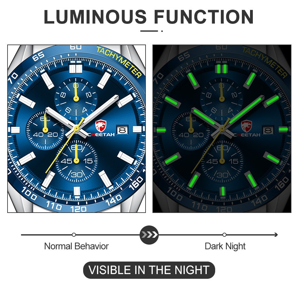 CHEETAH Men's Top Luxury Brand Stainless Steel Business Quartz Watches Chronograph Casual Sport Wrist Watches for Men The Clothing Company Sydney