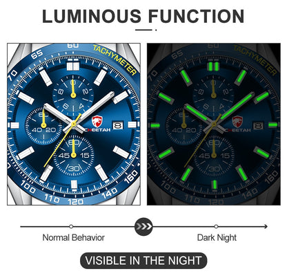 CHEETAH Men's Top Luxury Brand Stainless Steel Business Quartz Watches Chronograph Casual Sport Wrist Watches for Men The Clothing Company Sydney