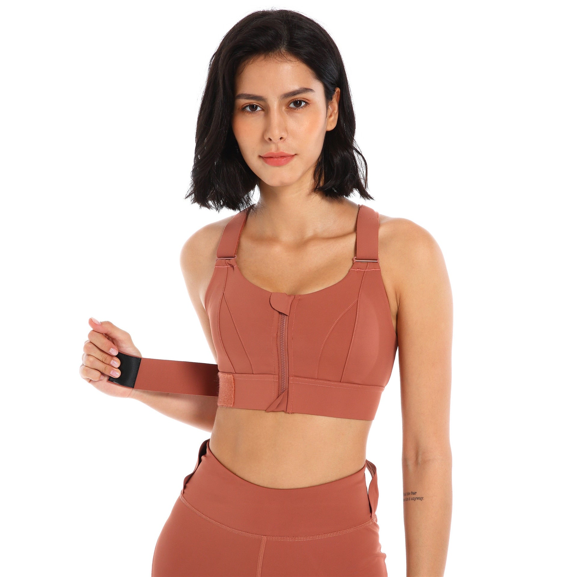 Front Zipper Sports Bra Gym Plus Size 5XL Velcro Adjustable Fitness Yoga Shockproof High Support All-in-one Bras Top The Clothing Company Sydney