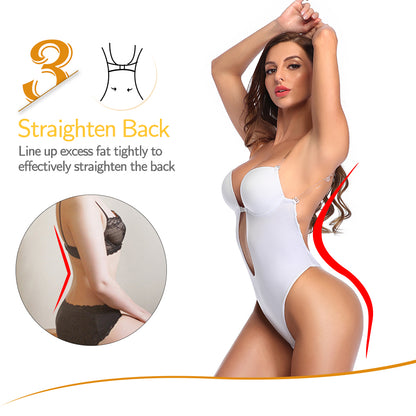 Shapewear Bodysuit Women Deep V-Neck Body Shaper Padded Bra Backless U Plunge Thong Shaper Waist Trainer Push Up Party Underwear The Clothing Company Sydney