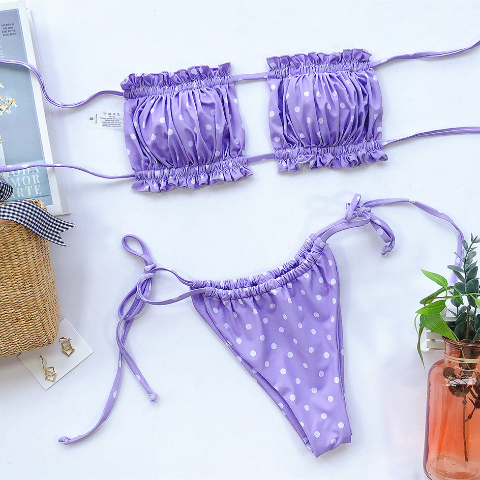 2 Piece Pleated Bandeau Swimsuit Swimwear Mini Thong Bikini Set Bather Swimming Beachwear The Clothing Company Sydney