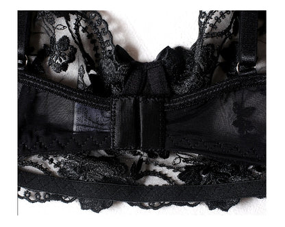 Floral Embroidery Thin Transparent Bralette Lace Push Up Bra Garters 3 Piece Sensual Lingerie Set The Clothing Company Sydney