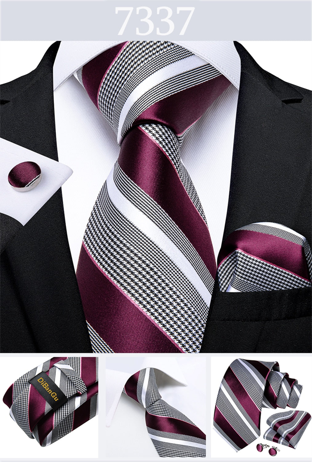 3 Piece Designer Men's Wedding Tie Gold Black Striped Silk Neck Ties For Men Hanky Cufflinks Set Business Party Wear The Clothing Company Sydney