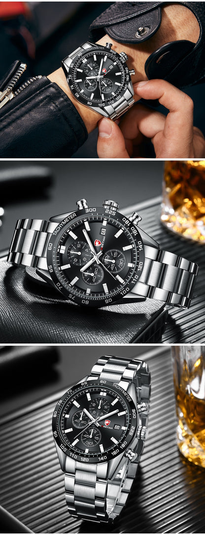 CHEETAH Men's Top Luxury Brand Stainless Steel Business Quartz Watches Chronograph Casual Sport Wrist Watches for Men The Clothing Company Sydney