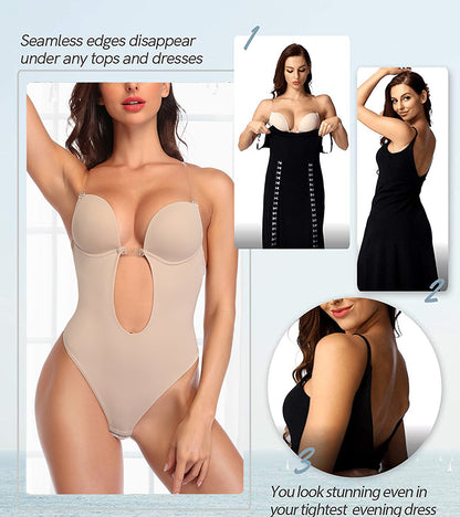 Women's Backless Shapewear Bodysuti Shaper Lace Smooth Plunge Body Briefer V-Neck Strapless Backless Bodysuit for Weddings The Clothing Company Sydney