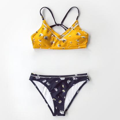 Cut out Low-waist Bikini Sets Swimwear Swimsuits Bathing Suit Navy Floral Tank Bikinis Beachwear The Clothing Company Sydney