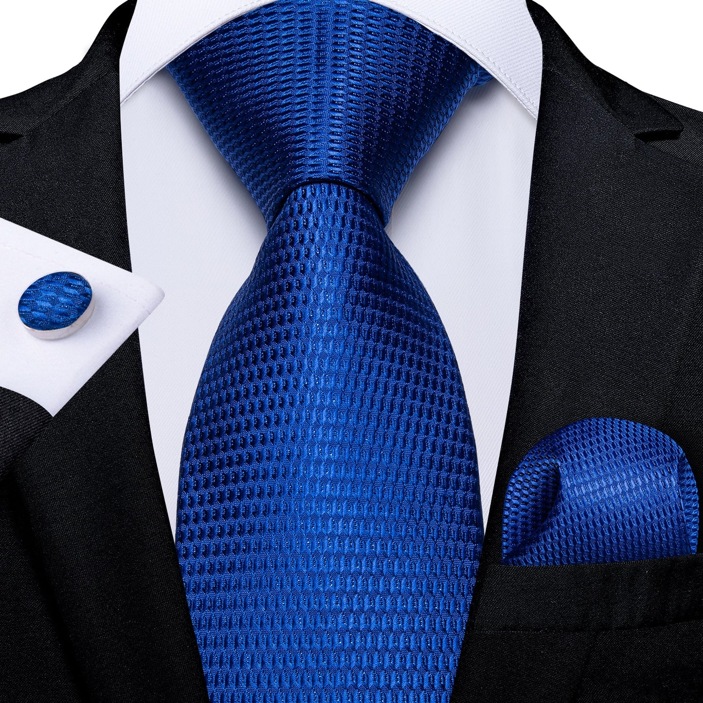 3 Piece Classic 100% Silk Men's Ties 8cm Blue Plaid Dot Striped Business Necktie Handkerchief Wedding Party Tie Set The Clothing Company Sydney