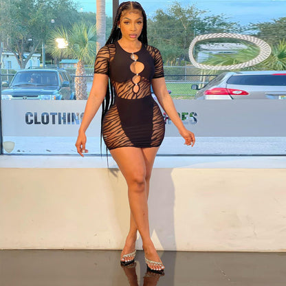 Zebra Print Cut Out Mesh Transparent Mini Beach Holiday Night Club Goth Party Bodycon Pencil Shorts Dresses The Clothing Company Sydney