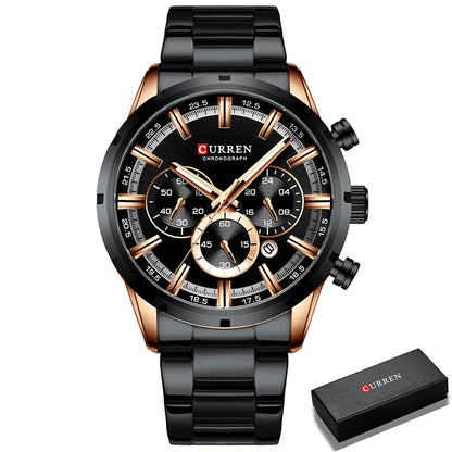 Men's Watch Luxury Sports Quartz Mens Watches Full Steel Waterproof Chronograph Wristwatch The Clothing Company Sydney