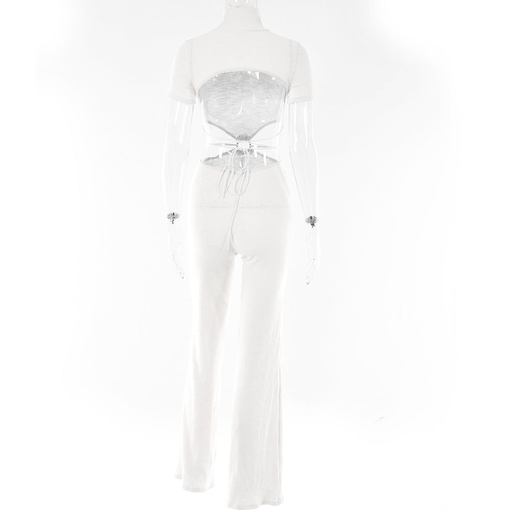 Cotton Backless Cutout Bandage Jumpsuits Flare Pants Rompers Club Party One Piece Outfits Overalls The Clothing Company Sydney