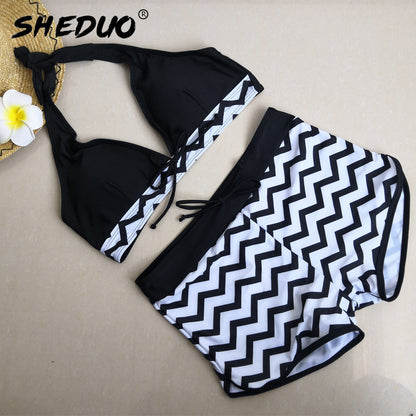 Two Piece Plus Size Tankini Swimming suits Swimwear Patchwork Bikini White boho Printed Swimsuit The Clothing Company Sydney