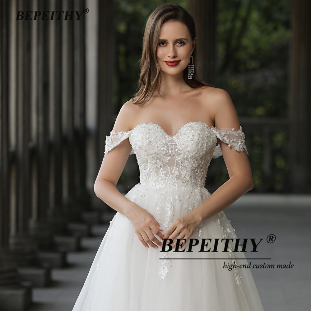 Sweetheart A Line Ivory Wedding Dress Off The Shoulder Vestido De Novia Women Lace Bridal Gown Sleeveless Bridal Dress The Clothing Company Sydney