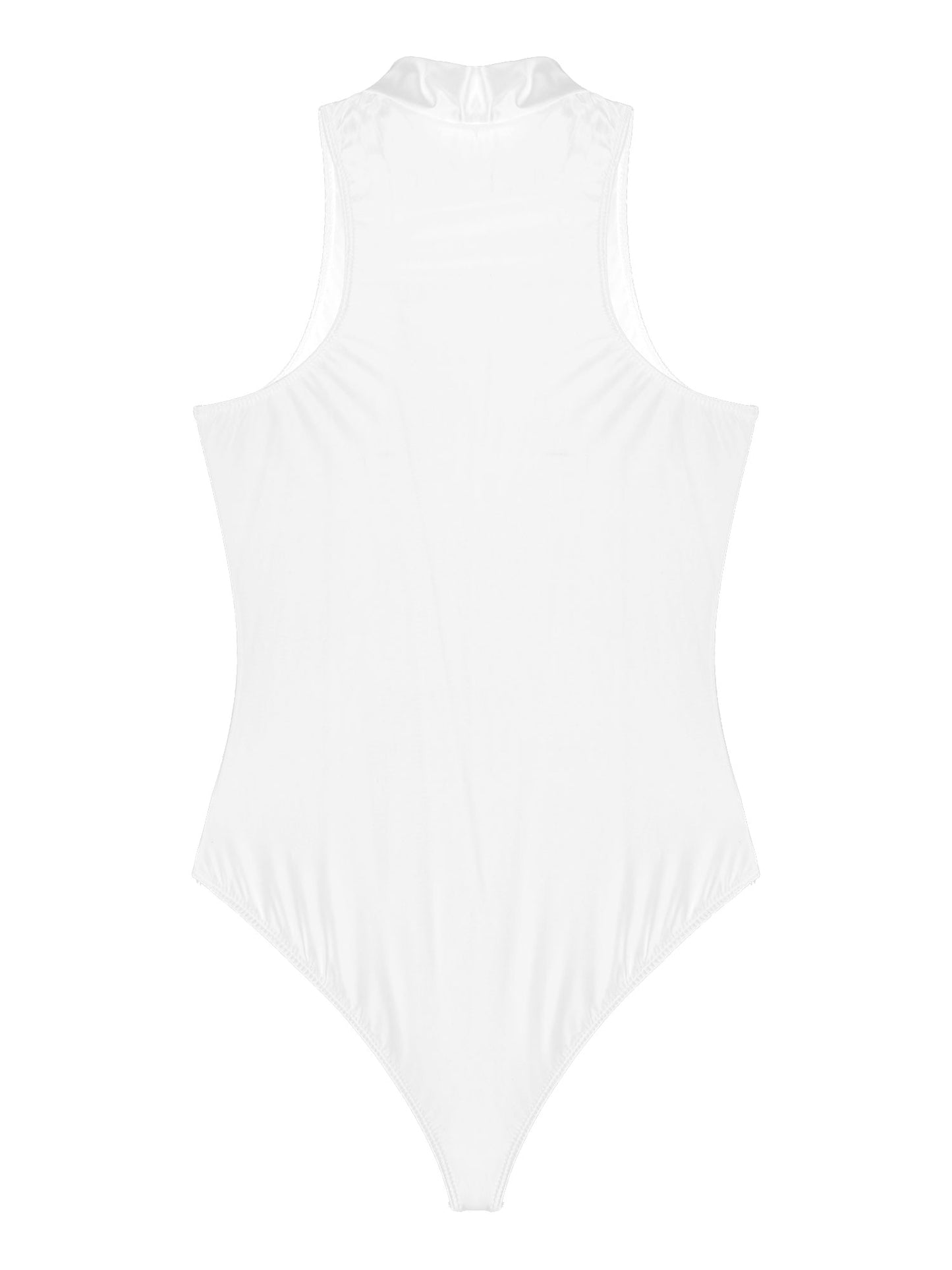 Women's Bodysuit Glossy Sleeveless Bodysuit Jumpsuit Solid Color Double Zipper Front Leotard High Cut Clubwear Nightwear The Clothing Company Sydney