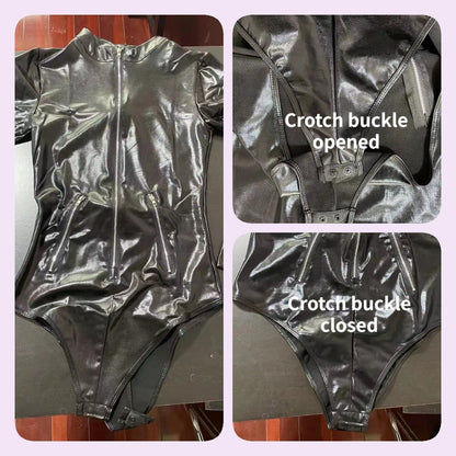 Long Sleeve Plus Size Female Bodysuit Lingerie Front Zipper Underwear Ladies Latex Catsuit Spandex Leotard The Clothing Company Sydney