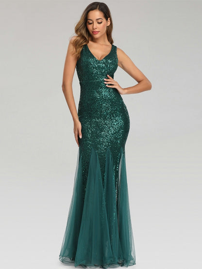 Plus Size V Neck Mermaid Burgundy Long Formal Prom Party Gown Sequins Sleeveless Evening Cocktail Dress The Clothing Company Sydney