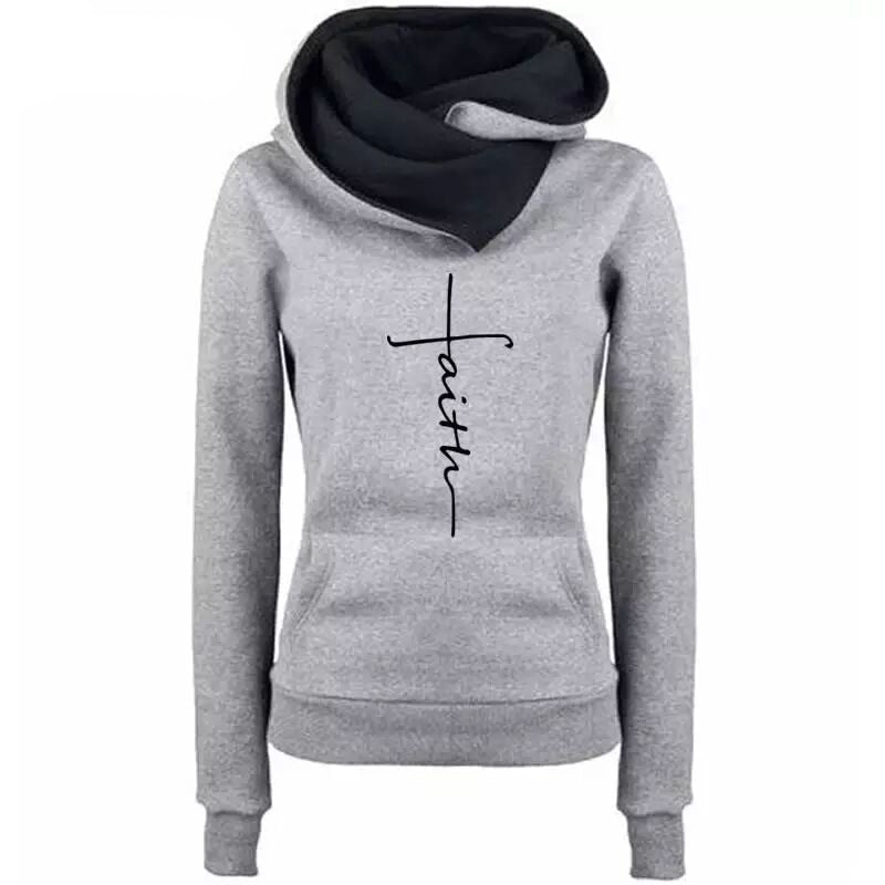 Autumn Winter Hoodies Sweatshirts Faith Embroidered Sweatshirt Long Sleeve Pullovers Casual Warm Hooded Top The Clothing Company Sydney