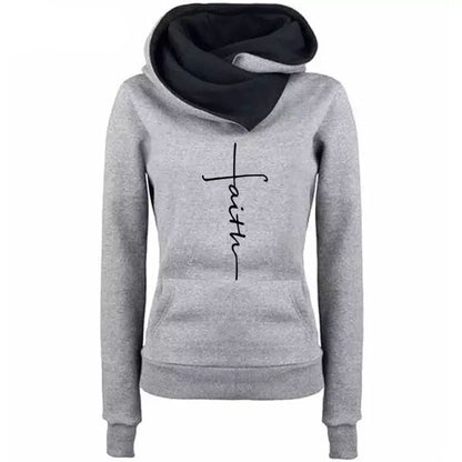 Autumn Winter Hoodies Sweatshirts Faith Embroidered Sweatshirt Long Sleeve Pullovers Casual Warm Hooded Top The Clothing Company Sydney