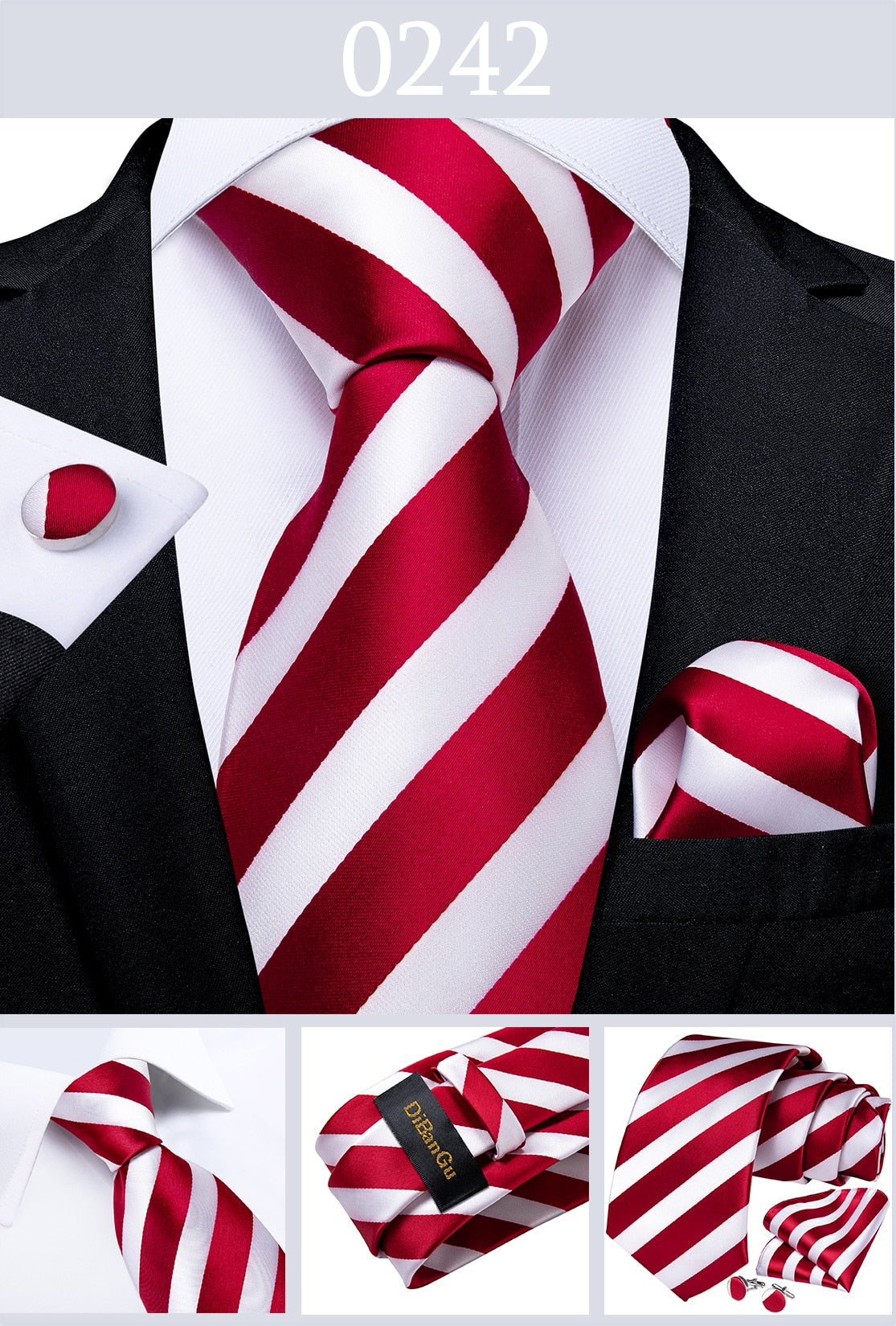 3 Piece Designer Men's Wedding Tie Gold Black Striped Silk Neck Ties For Men Hanky Cufflinks Set Business Party Wear The Clothing Company Sydney
