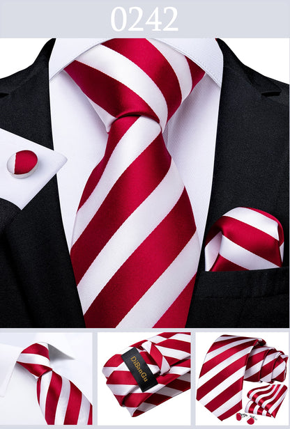 3 Piece Designer Men's Wedding Tie Gold Black Striped Silk Neck Ties For Men Hanky Cufflinks Set Business Party Wear The Clothing Company Sydney