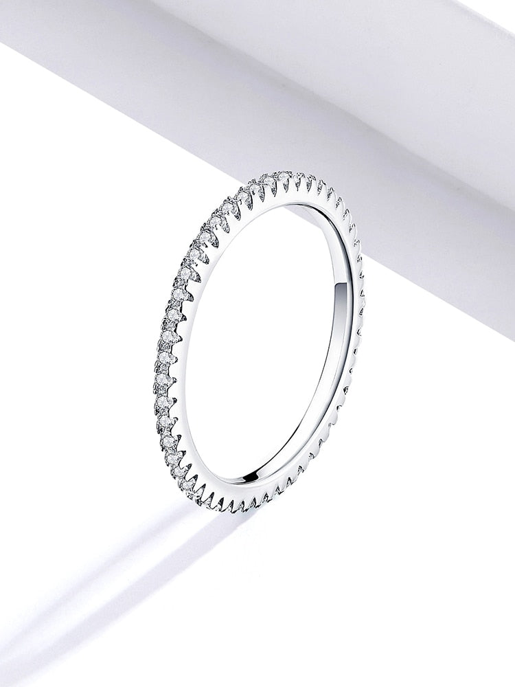 925 Sterling Silver CZ Simulated Diamond Stackable Ring Platinum Plated Eternity Bands for Women The Clothing Company Sydney
