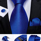 Classic 100% Silk Men's Ties 8cm Blue Plaid Dot Striped Business Necktie Handkerchief Wedding Party Tie Set The Clothing Company Sydney