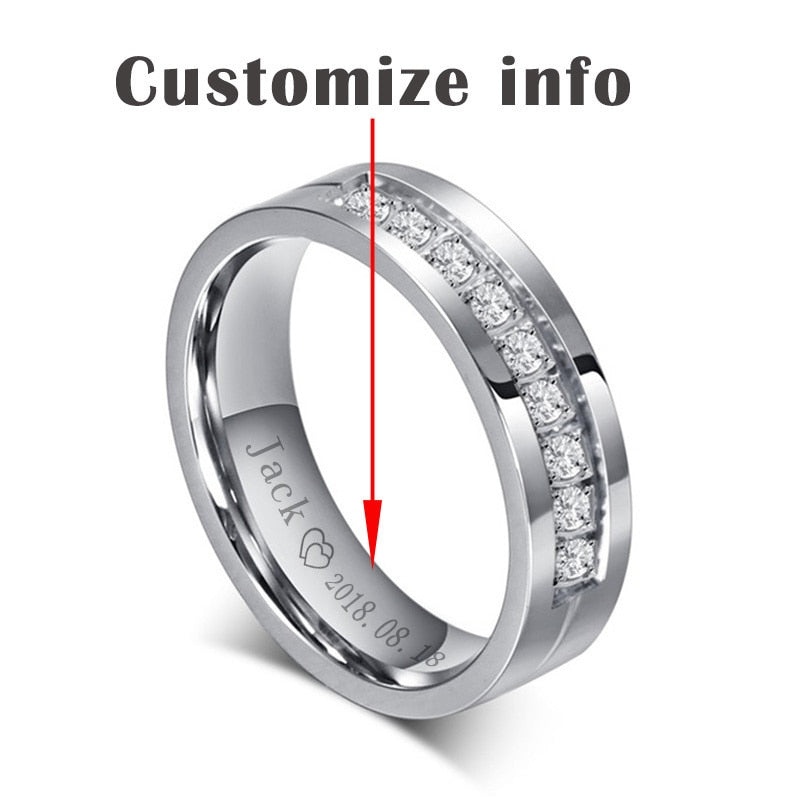 Trendy Wedding Bands Rings for Women Men Love Gift Gold-color Stainless Steel CZ Promise Couple Jewellery The Clothing Company Sydney