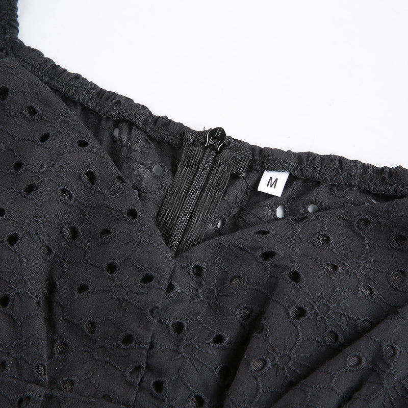 Hook Flower Mini Deep V Neck Vintage Puff Sleeve Short Summer Dress Boho Beach Sundress The Clothing Company Sydney