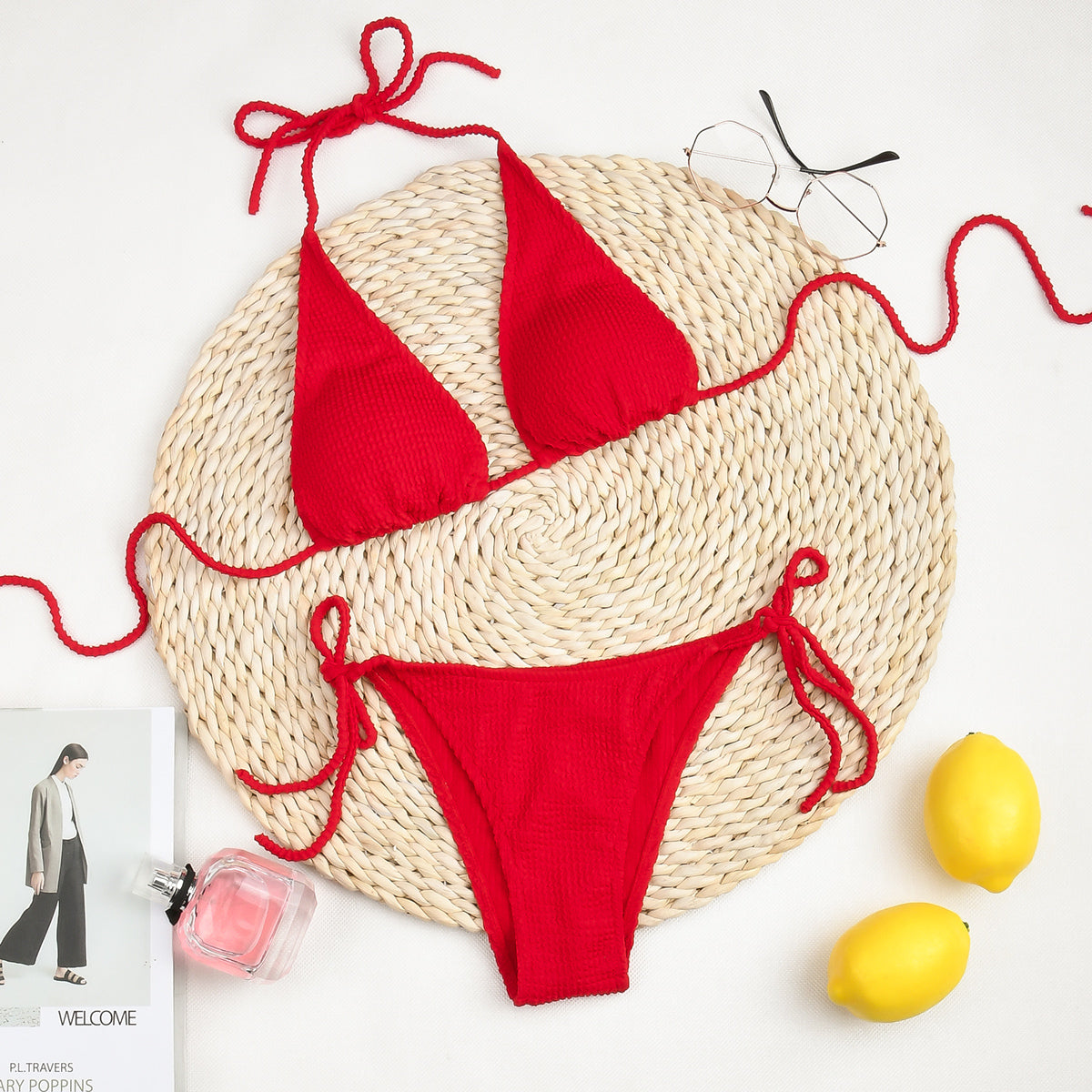Two Piece Swimsuit Swimwear Solid Bandage Thong Brazilian Bather Micro Bikini Set Beachwear The Clothing Company Sydney