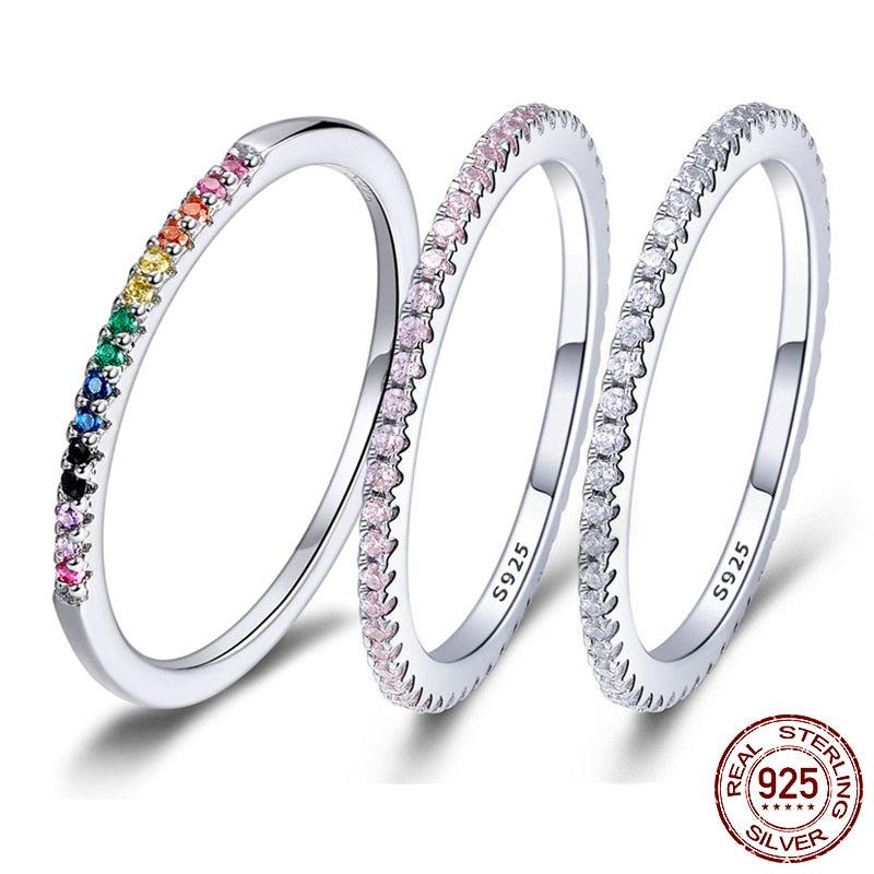 925 Sterling Silver CZ Simulated Diamond Stackable Ring Platinum Plated Eternity Bands for Women The Clothing Company Sydney