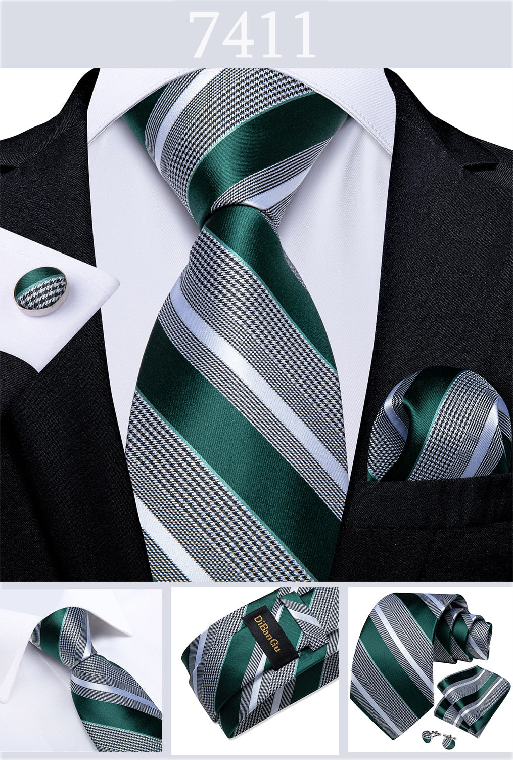 3 Piece Designer Men's Wedding Tie Gold Black Striped Silk Neck Ties For Men Hanky Cufflinks Set Business Party Wear The Clothing Company Sydney
