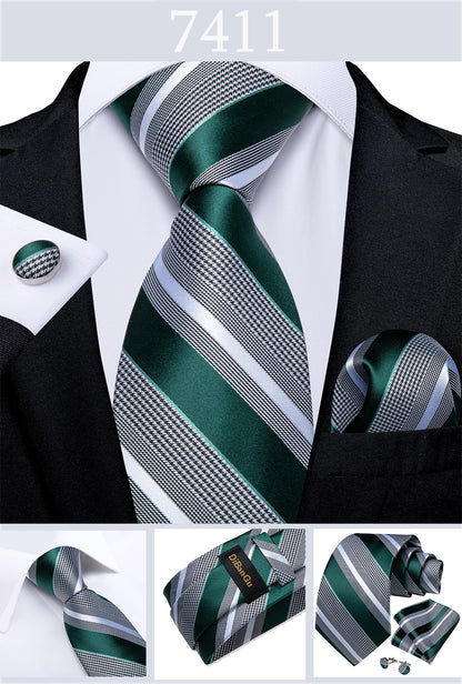 3 Piece Designer Men's Wedding Tie Gold Black Striped Silk Neck Ties For Men Hanky Cufflinks Set Business Party Wear The Clothing Company Sydney