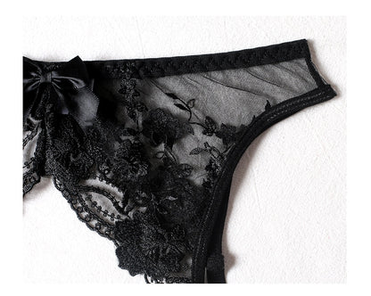 Floral Embroidery Thin Transparent Bralette Lace Push Up Bra Garters 3 Piece Sensual Lingerie Set The Clothing Company Sydney