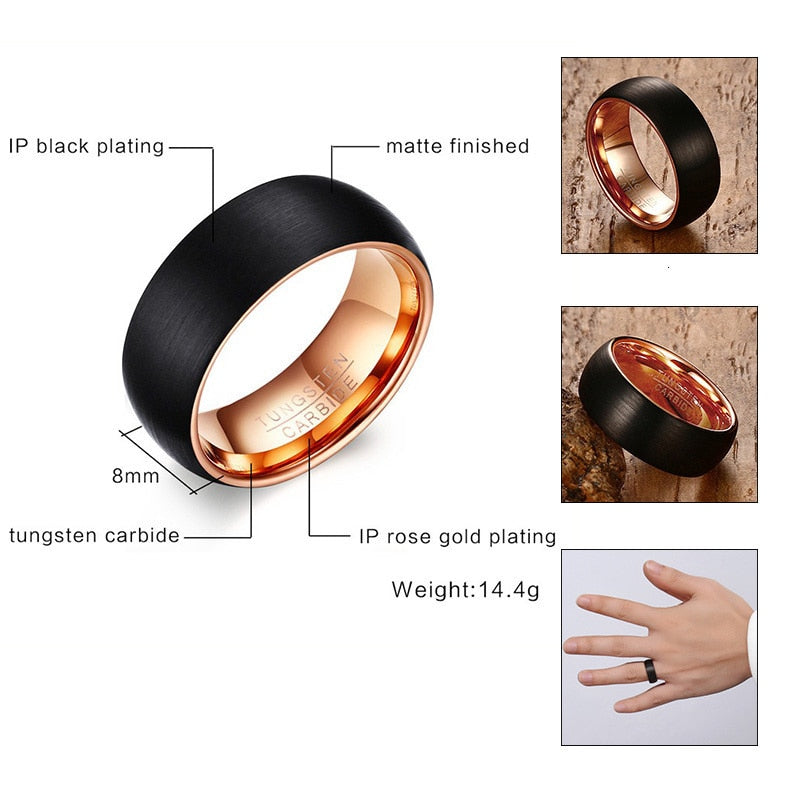 Black TUNGSTEN CARBIDE Rings for Men 8mm Wedding Band Interface Matt Surface Classic Alliance Jewellery Anniversary Gift The Clothing Company Sydney